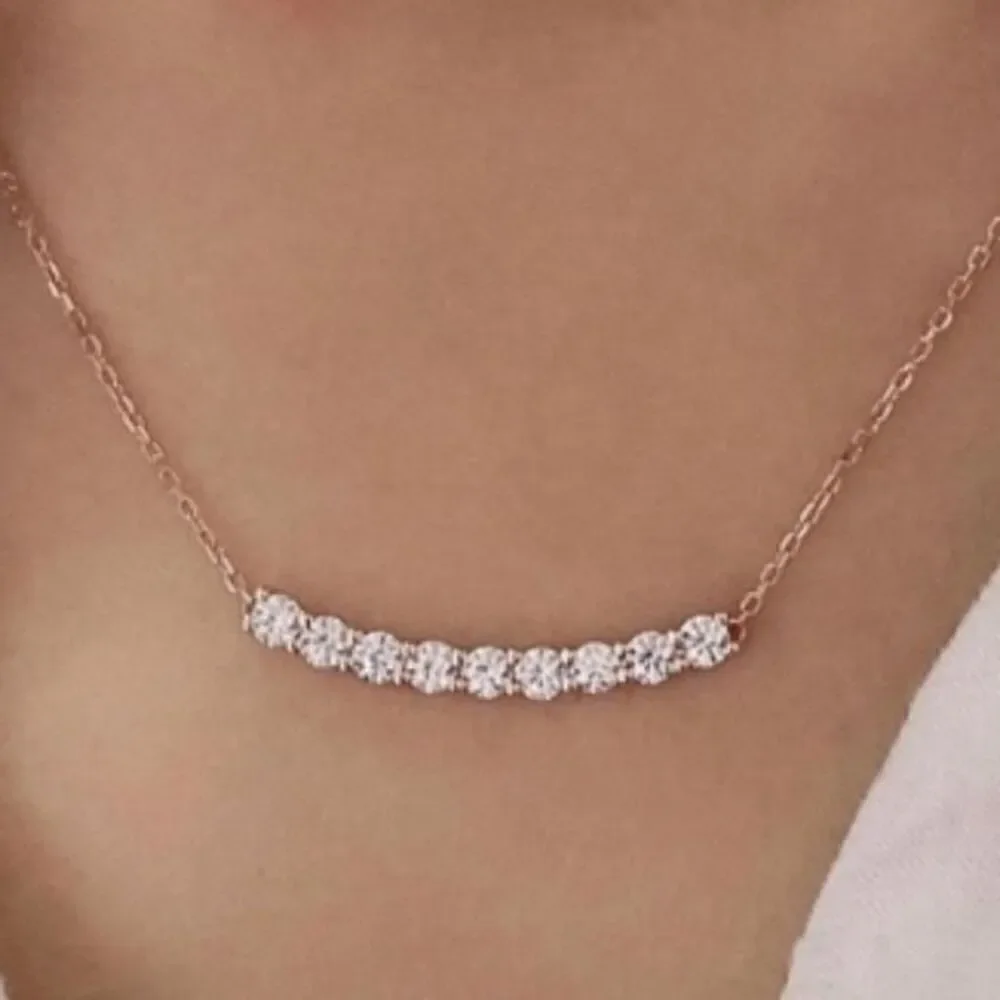 The Sweetest Rose Gold Plated white Sapphire Bar necklace
